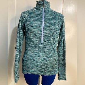 Columbia fleece pullover, teal multicolor, size medium